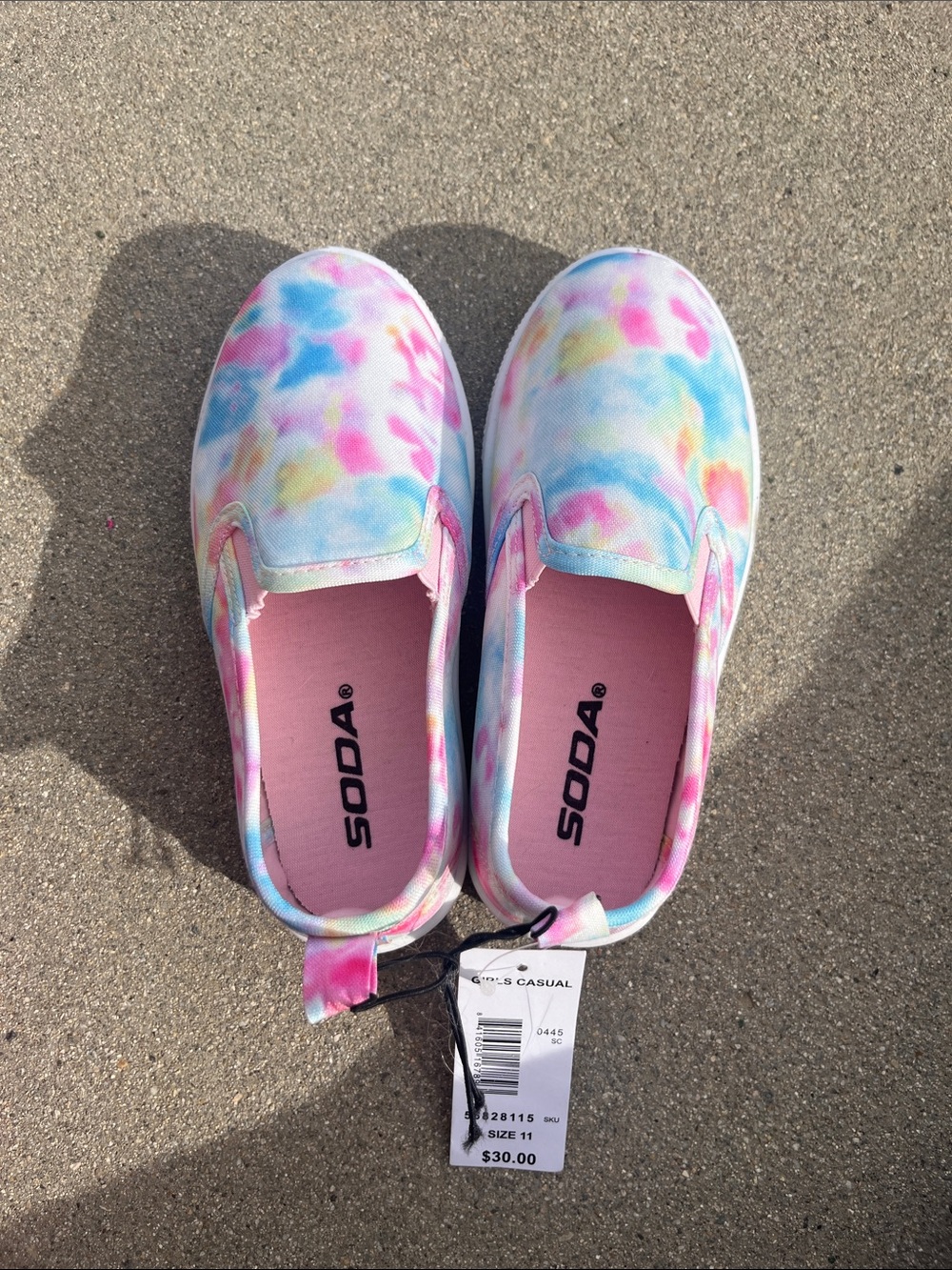 Soda Kids Tie-Dye Slip-On Sneakers - Pink, Blue, Yellow